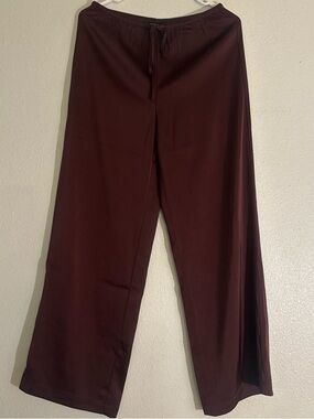 Wide Leg Drawstring Pants in Deep Burgundy